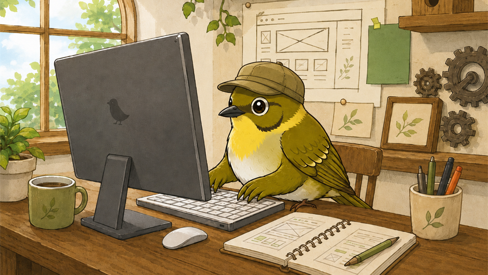 サイト制作に取り組むうぐいす