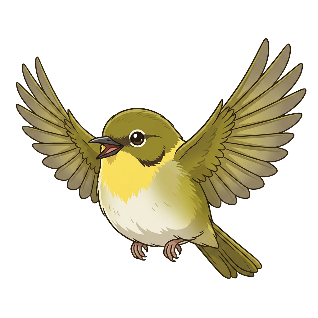 羽ばたくうぐいすのイラスト